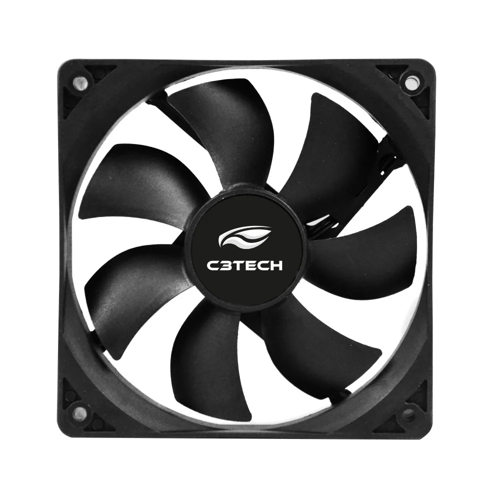 Cooler Fan C3Tech F7-100BK Storm 12x12x2.5 cm Preto - Rolamento FDB 12v 1200RPM